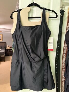 Square Neck Black Women’s Swim Dress